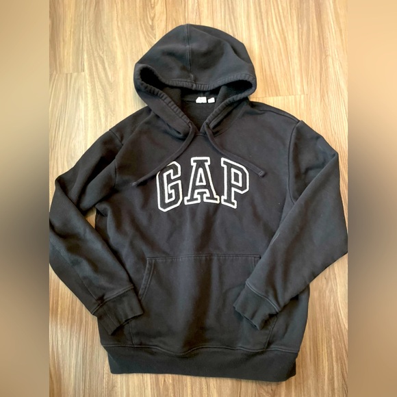GAP Boys Black Fleece lined Hoodie Sweatshirt with Logo size M - Picture 1 of 5